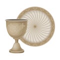 Silver Goblet or Drinking Cup with Ornament as Georgia Country Attribute Vector Illustration