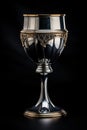 a silver goblet with gold trim