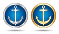 Silver and gold anchors icons. Royalty Free Stock Photo