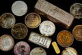 Silver and Gold Bullion - Bars and Rounds Royalty Free Stock Photo