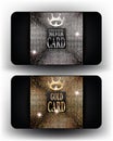 Silver and gold cards with abstract gold design elements. Royalty Free Stock Photo