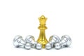 Silver and gold chessman isolated on a white background