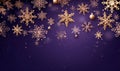 Silver gold Christmas ornament in the shape of a star on a violet background Royalty Free Stock Photo