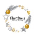 Silver and gold decorated Christmas Wreath Royalty Free Stock Photo