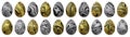 Silver and gold Easter Eggs Set, Silver trendy style eggs Set Royalty Free Stock Photo