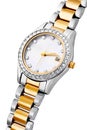 Silver and gold exclusive watch isolated