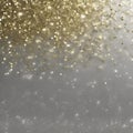 Silver and gold glitter, color gradient background. Generative AI. Royalty Free Stock Photo