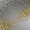 Silver and gold glitter, color gradient background. Generative AI. Royalty Free Stock Photo