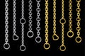 Silver and gold hanging metal chains Royalty Free Stock Photo