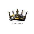 Silver and gold king crown vector illustration.