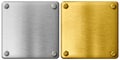 Silver and gold metal plates with clipping path Royalty Free Stock Photo