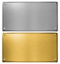 Silver and gold metal plates isolated 3d illustration Royalty Free Stock Photo