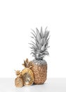 Silver and gold painted pineapple with cute decor