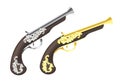 Silver and gold Pirate Pistol on a white background