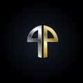 Silver gold Plate PP Latter Logo Symbol