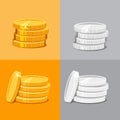 Silver and gold stacked coins