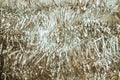 Silver and gold tinsel. Holiday decorations. Christmas background