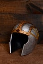 Silver and gold warrior helmet