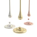 Silver, golden, bronze liquid oil paint drops