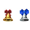 Silver and golden Christmas bells. Vector illustration. Royalty Free Stock Photo