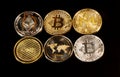 Silver and golden crypts famous as monero, litecoin, bitcoin