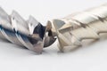 Silver and golden end mill cutter Royalty Free Stock Photo