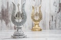 Silver and Golden Religious Statuettes with the Names of Allah Royalty Free Stock Photo