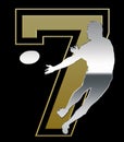 Silver and Golden Sevens Rugby Emblem on Black Royalty Free Stock Photo