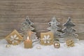 Silver, golden, white and brown christmas decoration with one bu