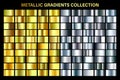 Silver and golden, yellow glossy gradient, gold metal foil texture. Color swatch set. Collection of high quality vector Royalty Free Stock Photo