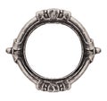 Silver gothic round frame for paintings, mirrors or photo isolated on white background. Design element with clipping path