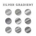 Silver gradients 100 big set. Mega collection of silver gradient illustrations for backgrounds, cover, frame, ribbon, banner, coin
