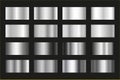 Color Palette collection of silver metallic gradients Royalty Free Stock Photo