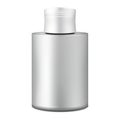 Silver gray bottle with screw cap on white background mock-up. Blank container for cosmetic, medical product mockup Royalty Free Stock Photo