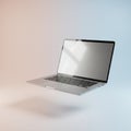 Silver Laptop Mockup With Blank Screen On Light Gradient Background For Digital Design And Presentation Royalty Free Stock Photo