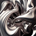 Silver gray liquid metal texture, metal melts and pours, beautiful transitions, waves and twists, creative background