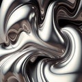 Silver gray liquid metal texture, metal melts and pours, beautiful transitions, waves and twists