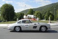 A silver gray Mercedes 300 SL W Gullwing