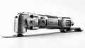 Modern Oscillating Multi-Tool with Saw Blade on White Background Royalty Free Stock Photo