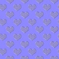 Silver gray valentine hearts on a blue textured background, seamless texture Royalty Free Stock Photo