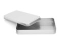 Silver Grey Brushed Metal Box with Open Lid