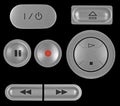 Silver grey DVD recorder buttons set isolated Royalty Free Stock Photo