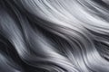 Silver grey wavy long shiny hair texture, gray aged hair.