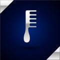 Silver Hairbrush icon isolated on dark blue background. Comb hair sign. Barber symbol. Vector Illustration