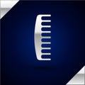 Silver Hairbrush icon isolated on dark blue background. Comb hair sign. Barber symbol. Vector Illustration