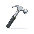 Silver Hammer with Black Handle Isolated Tool for Woodworking or Construction Royalty Free Stock Photo