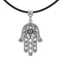 Silver Hamsa, Hand of Fatima Amulet Coulomb. 3d Rendering