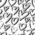 Silver hand drawn hearts seamless pattern on white background Royalty Free Stock Photo