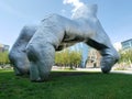 Silver hand sculpture in University Circle uptown district of Cleveland Royalty Free Stock Photo