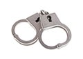 Silver handcuffs on white background Royalty Free Stock Photo